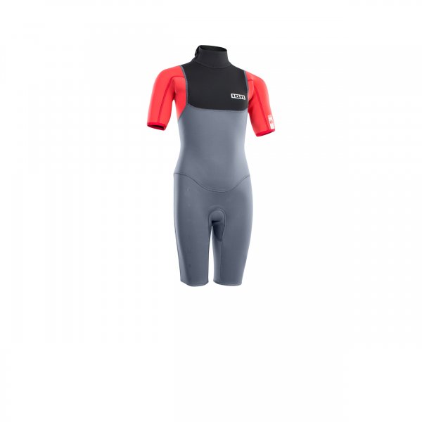 2022 ION-Wetsuit Capture 2/2 Shorty SS Back Zip junior steel blue/red/black